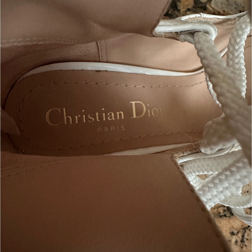 CHRISTIAN DIOR Arty White Patent Lace Up Back Zip Ankle Boots - Picture 6 of 8